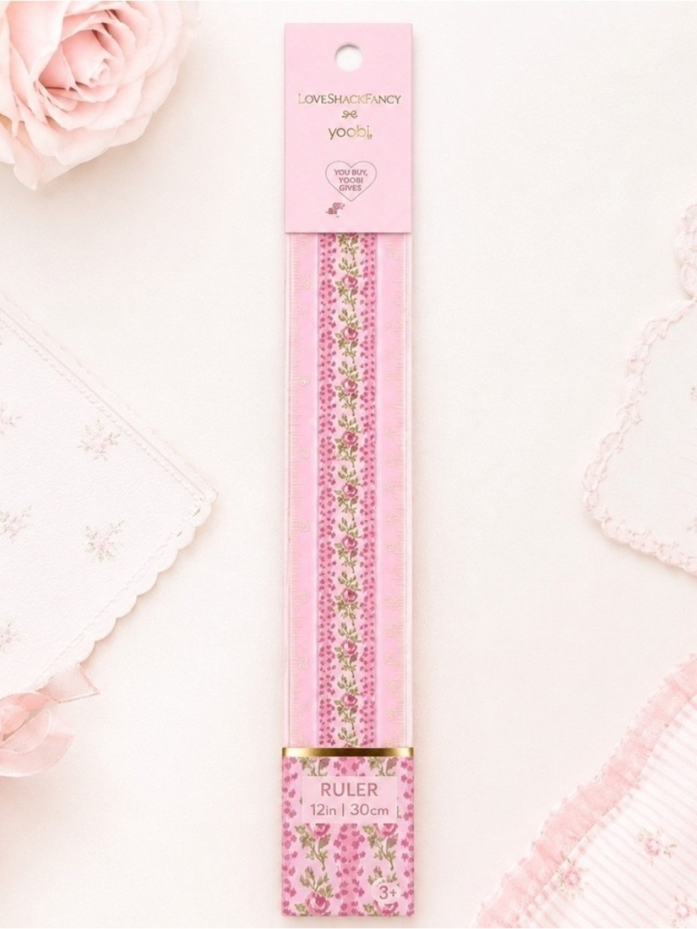 LoveShackFancy Blooming Heirloom 12" Ruler Strawberry Macaroon
